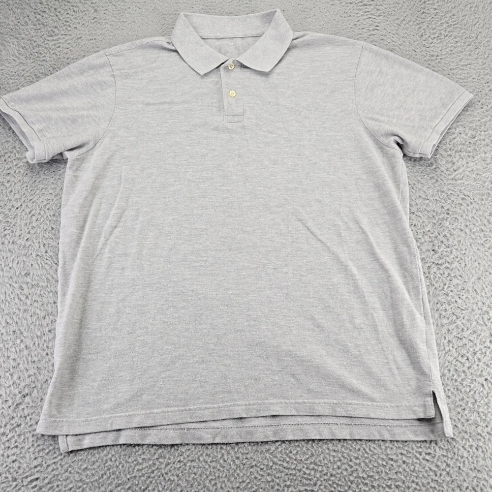 American‎ Eagle Shirt Mens Large Gray Heather Short Sleeve Polo Outdoors Golf